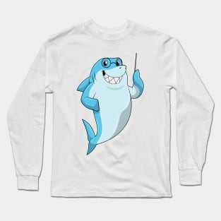 Shark as Teacher with Pointer Long Sleeve T-Shirt